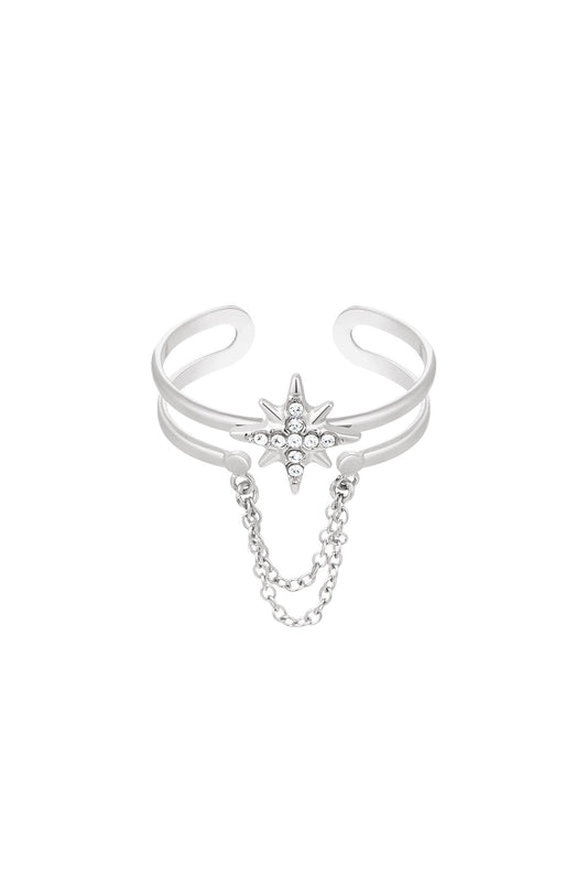 Star with chain - Zilver