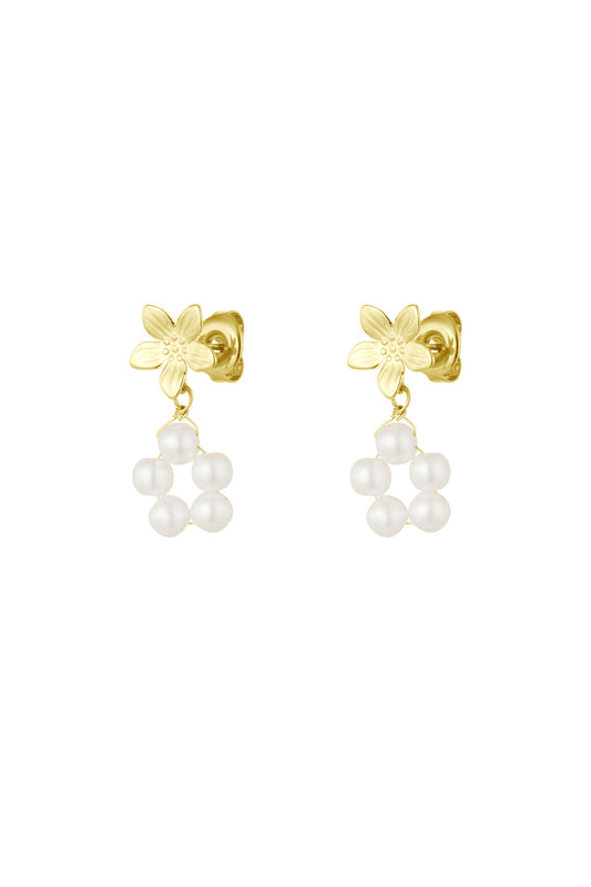 Flower pearl earrings