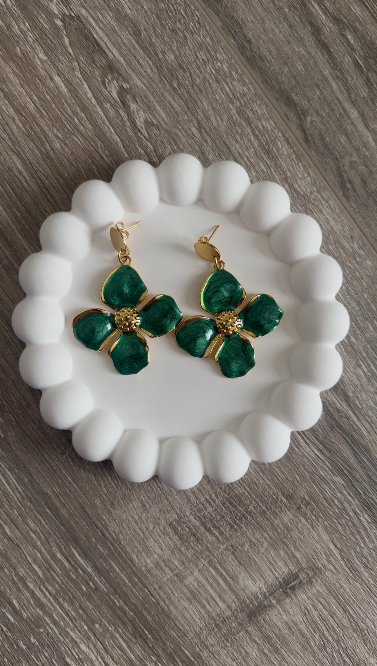 Green Flower Earrings