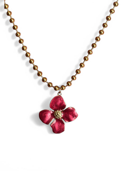 Red Flower Necklace